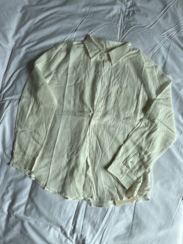 天丝麻棉米白衬衫