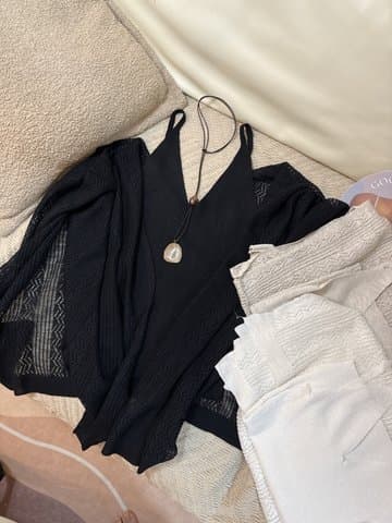 深V吊带披肩3件套