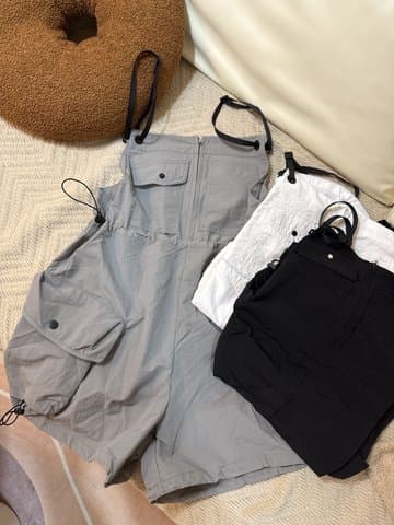 工装大口袋吊带裤