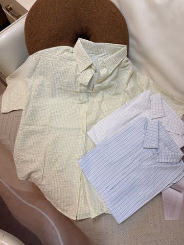 豆腐格短袖衫