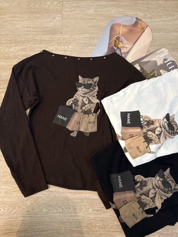 购物猫钮钉长袖上衣