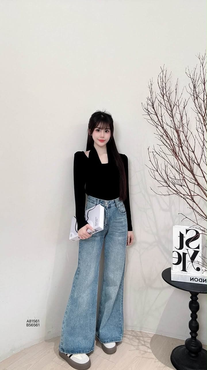 韩系假二件·挂脖长袖衫