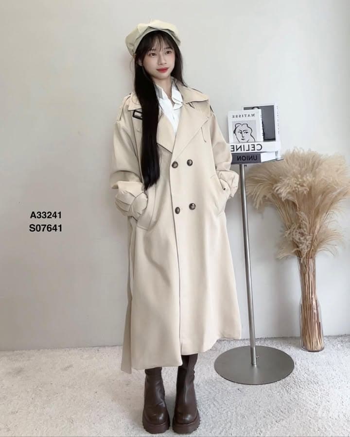 双排扣长款风衣