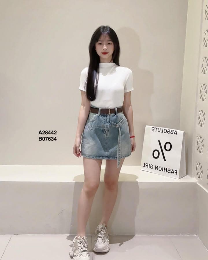 韩版复古牛仔高腰短裙