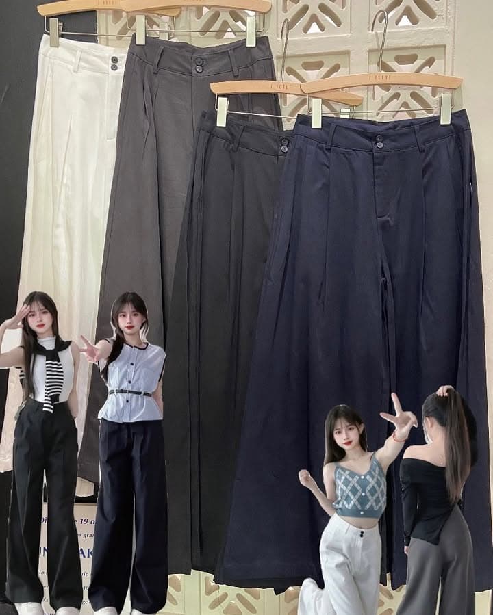 夏季·薄款双扣式宽松阔腿裤