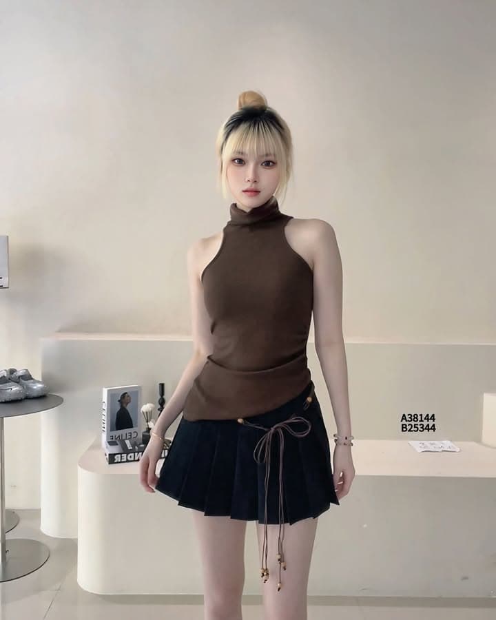 美拉德·辣妹皮质半身A字裙