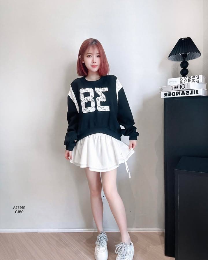 小众 • 蕾丝“38”宽松卫衣