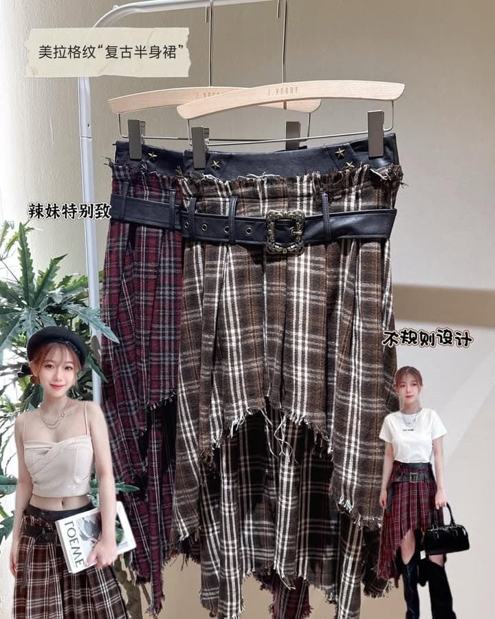 美拉格纹“复古半身裙