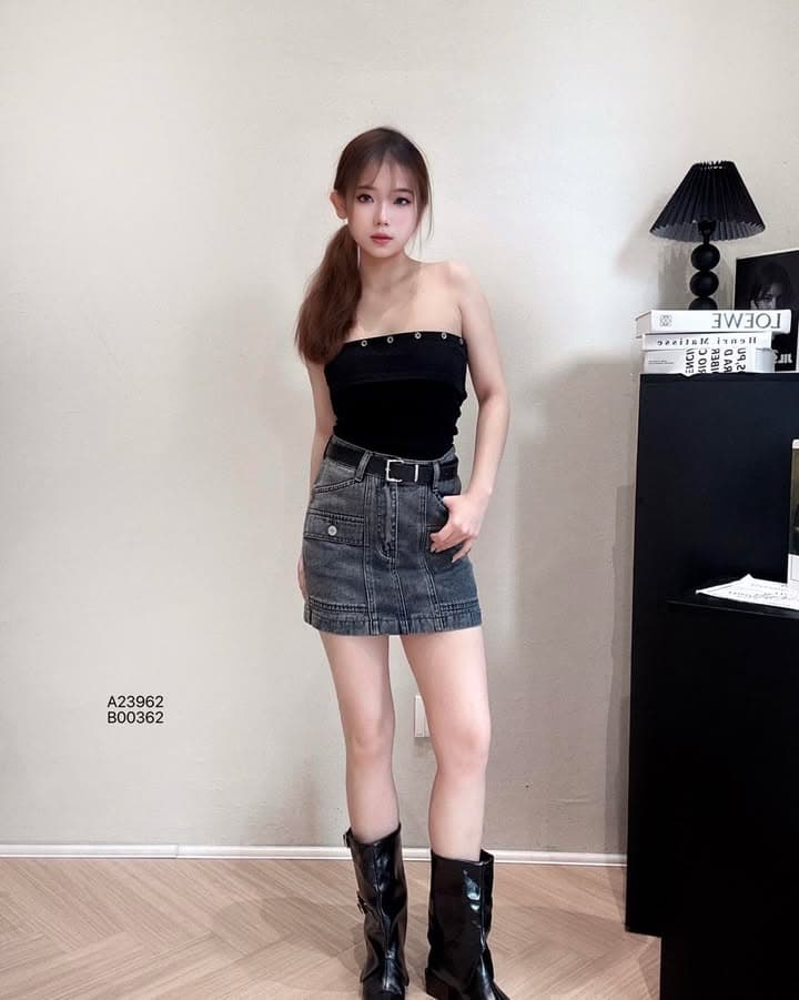 美式·纯欲风斜肩两穿抹胸