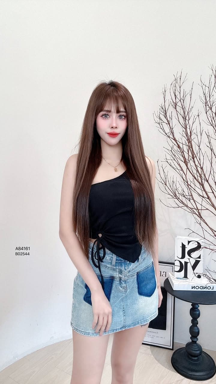 美式辣妹单肩·抽绳上衣