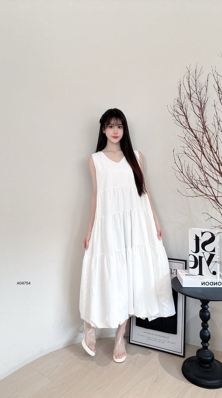 温柔风小众蓬蓬灯笼连身裙