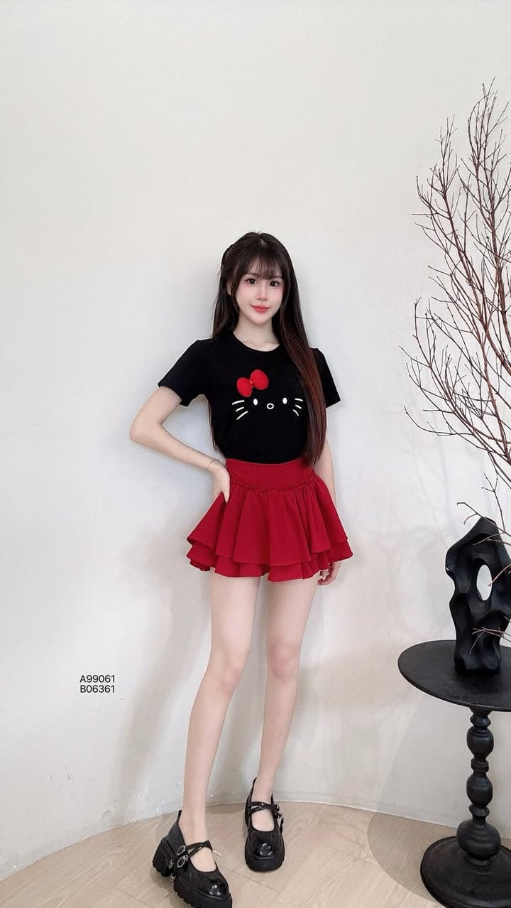kitty 印花并接·蝴蝶结 Tee