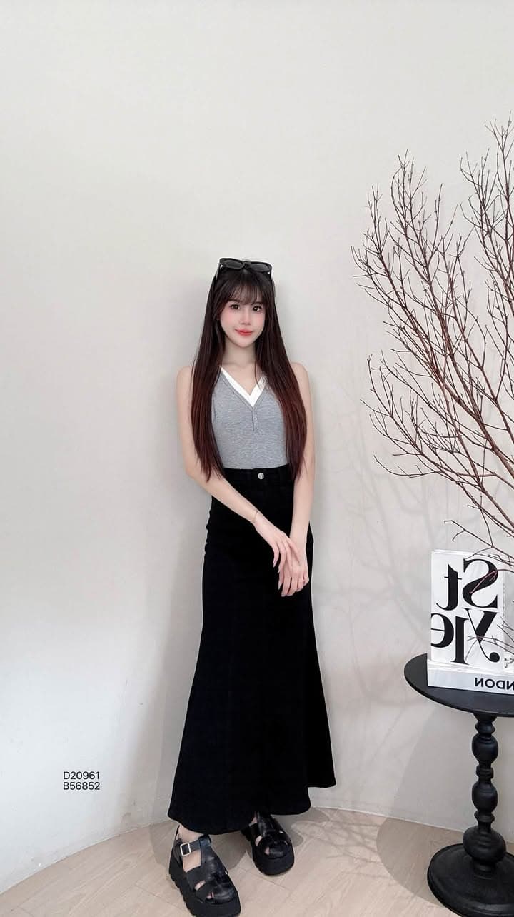 小众复古“牛仔鱼尾长裙”