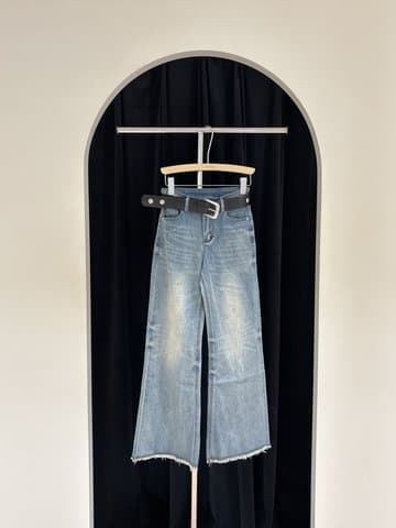 韩版修身喇叭流苏牛仔长裤