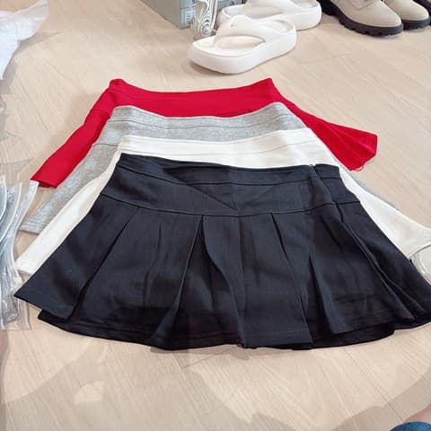 甜美半百褶·单色短裙