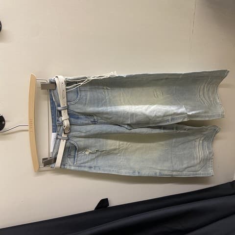 复古水洗设计感阔腿直筒裤