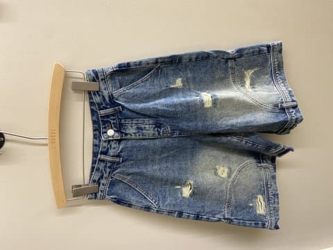 破洞美式牛仔休闲五分裤