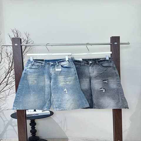 晕染破洞·牛仔5分裤