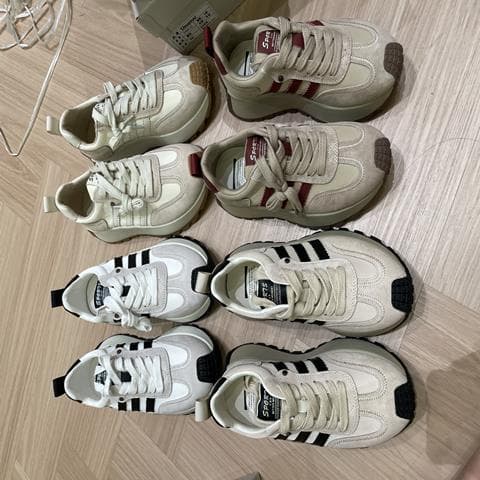 真皮休闲运动三条杠德训板鞋